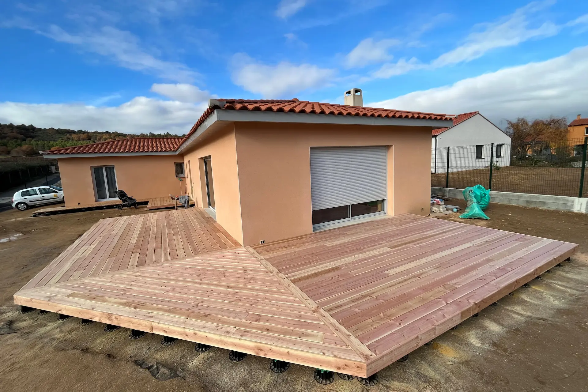 Terrasse bois avec escalier extérieur